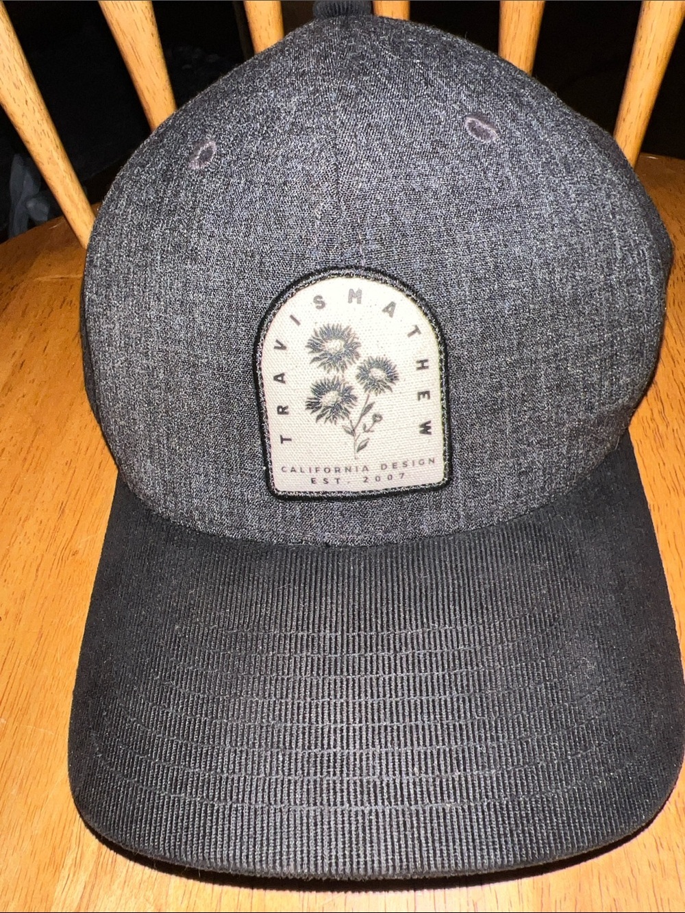 Travis Mathew Golf Hat Snapback Baseball Cap Black Gray California Flowers Logo
